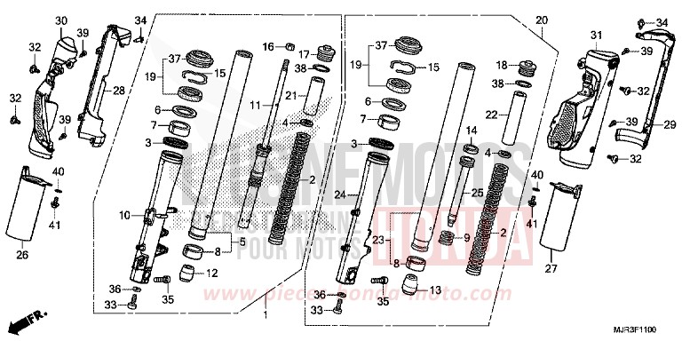FOURCHETTE AVANT de F6C "Valkyrie" GRAPHITE BLACK (NHB01) 2015